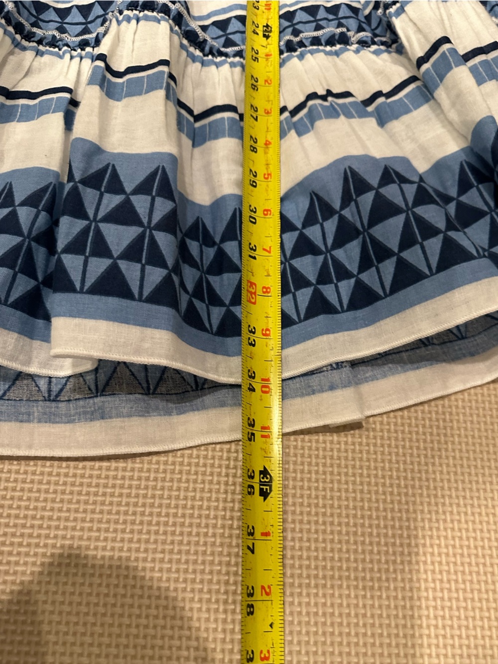 Elan Women's Blue/White Tiered Swing Dress M Long Sleeves 100% Cotton W/Pockets - Picture 10 of 10